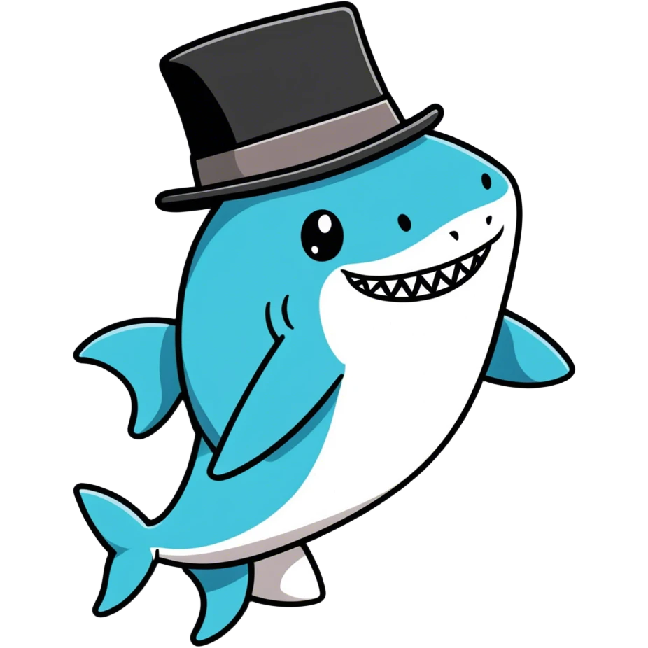 Shark with a top hat emoji