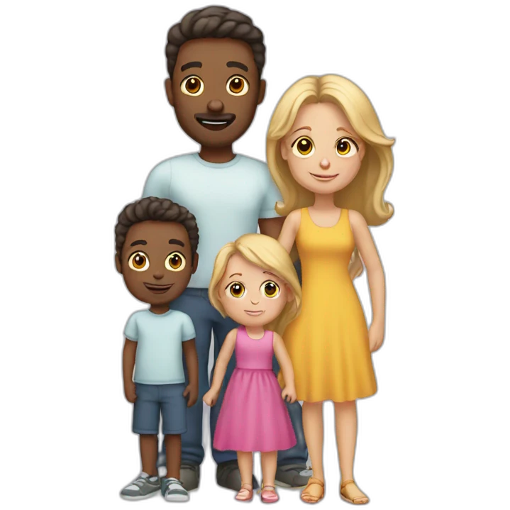 White Family with 3 kids emoji