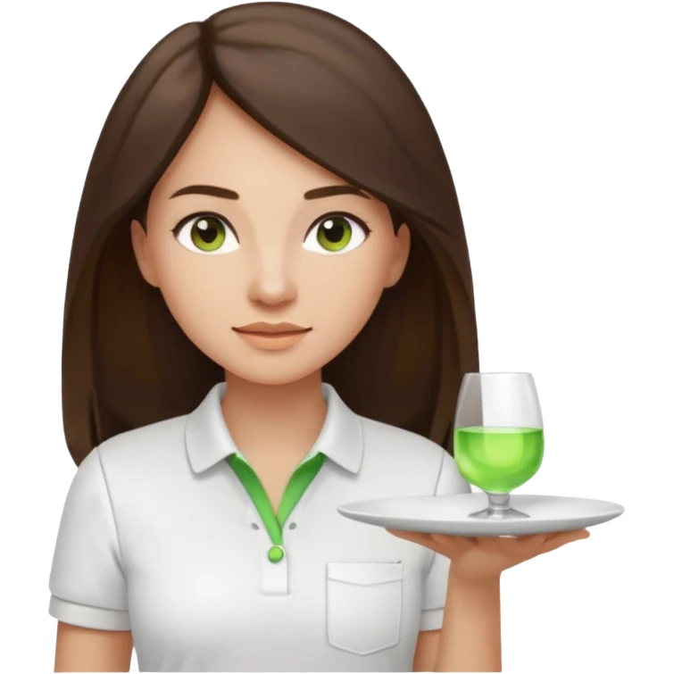 architect woman light skinned dark brown hair in WHITE POLO touch of light green, long hair but then wearing proper architeture attire with plates on the backgrounf emoji