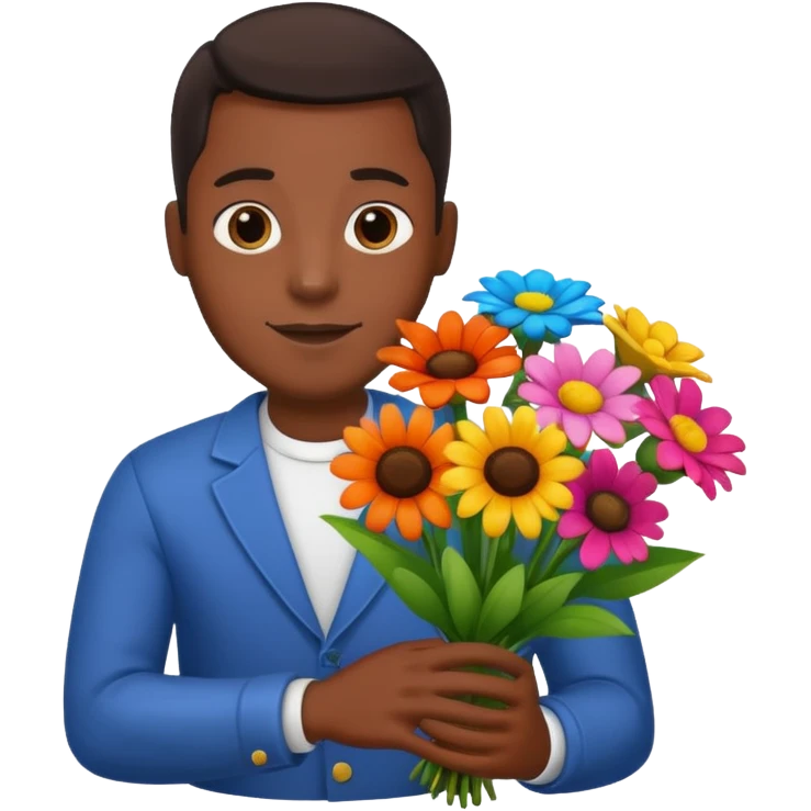 Black Male hand give a bogue of flowers emoji