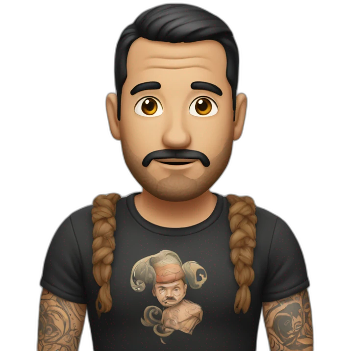 Hombre con tatuaje de polilla emoji