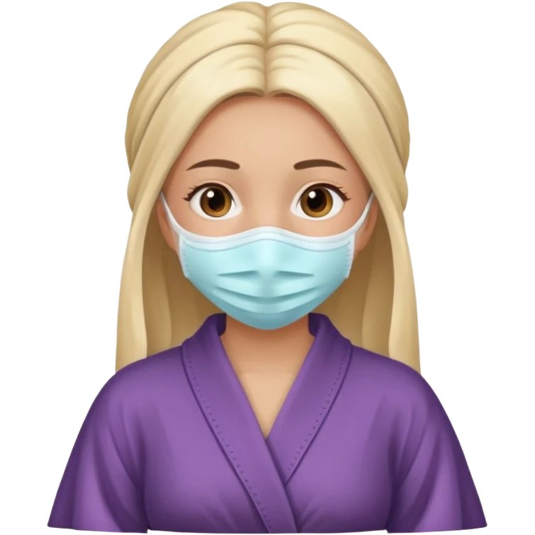 girl in a robe with a facial mask emoji