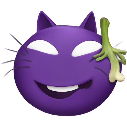 a cat eating an eggplant emoji