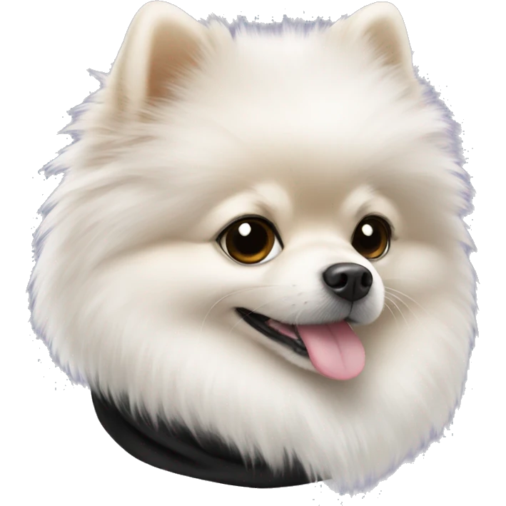 White pomeranian with black scarf  emoji