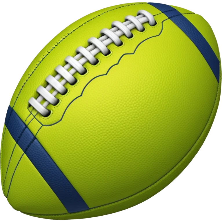 lime green colored american football with navy-blue stitching and gray stripes emoji