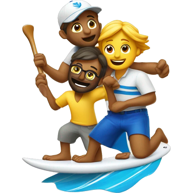  Eu quero um emoji com dois golfinhos Surfando em uma onda num dia de sol com uma flor emoji