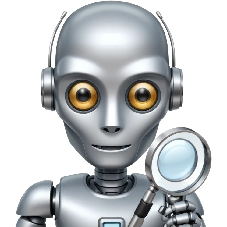 roboter mit einer lupe emoji