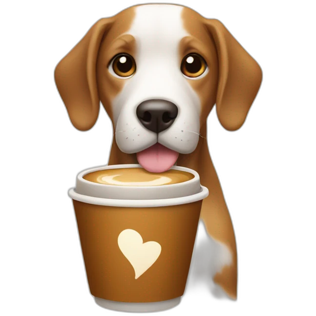 Dog with coffee  emoji
