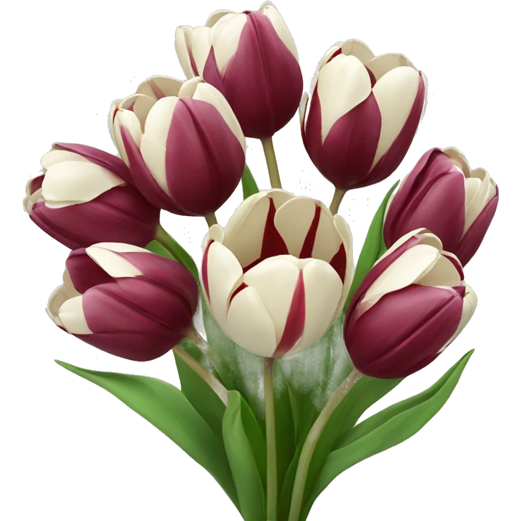bouquet of burgundy tulips with bow  emoji