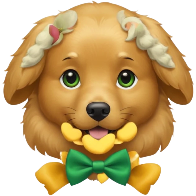 dog with a green bow tie emoji