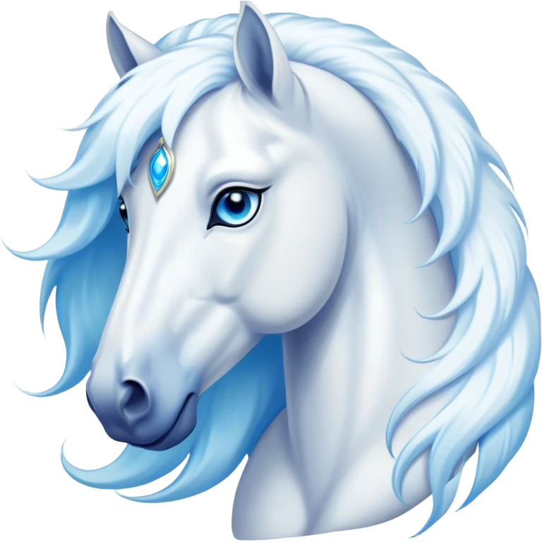 Cinematic Elegant White Horse Portrait Emoji, Head held high with a serene, graceful gaze, showcasing a magnificent pure white fur with a radiant shimmer, flowing mane and tail, and luminous blue eyes that exude beauty and grace, Simplified yet majestically refined features, highly detailed, glowing with a soft, ethereal light, high shine, poised and breathtaking, stylized with an air of pure elegance, capturing the essence of a stunning and graceful steed, so beautiful it feels like it could gallop out of the screen with effortless charm! emoji