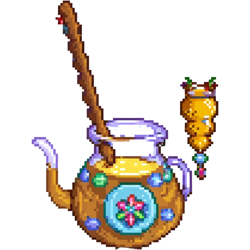 A candy-themed alchemist with caramel pipes, sugar-glass beakers, and honey-dripping mixers. The lab glows with syrupy hues and sticky textures. Interface buttons look like jelly beans, sliders resemble licorice sticks, and transitions melt like chocolate. emoji