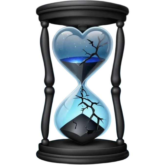 emo heart with night sky and dark hourglass emoji