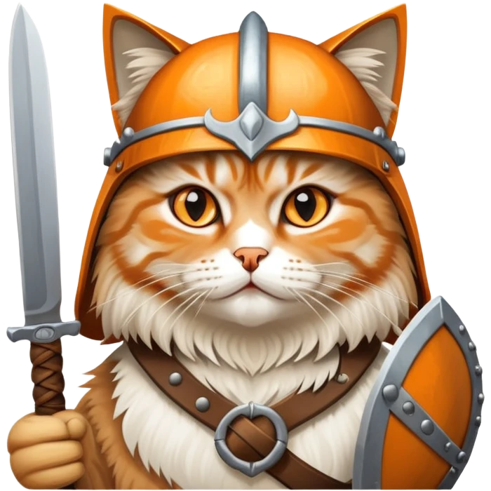 Cure siberian cat viking with knife emoji