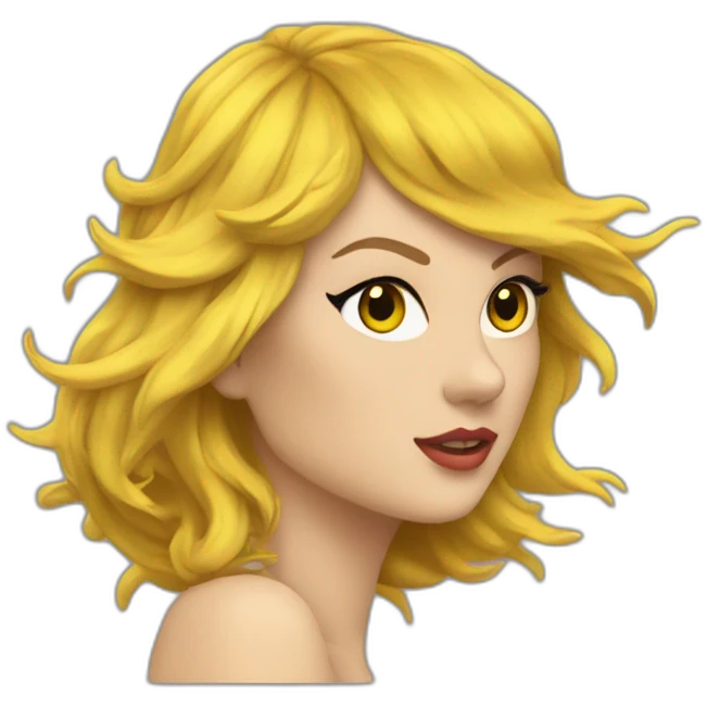 Taylor swift avec une robe jaune et les cheveux dans le vent emoji