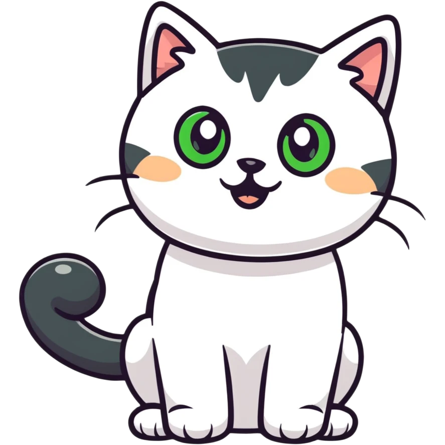 tricolor fluffy cat with big green eyes giving thumbs up emoji