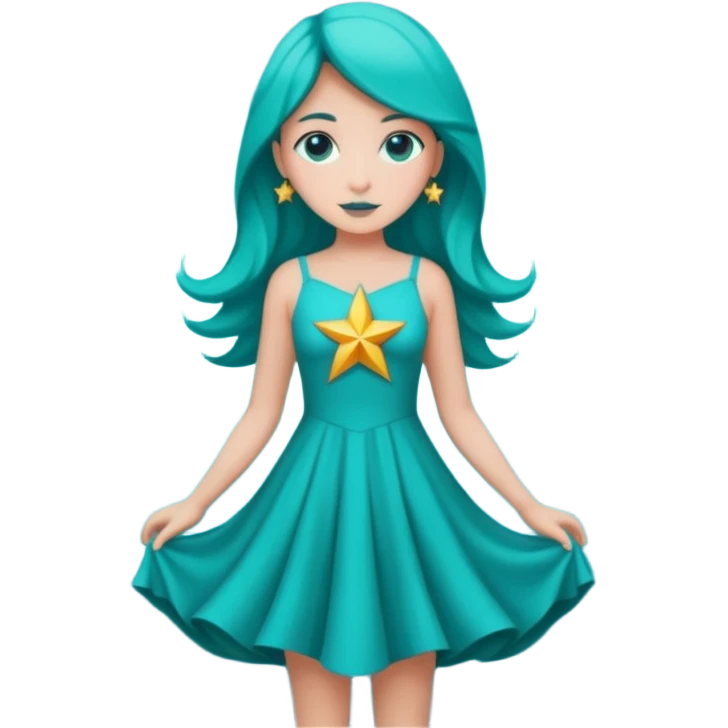 star wearing a turquoise dress shaped into a real star not a human emoji