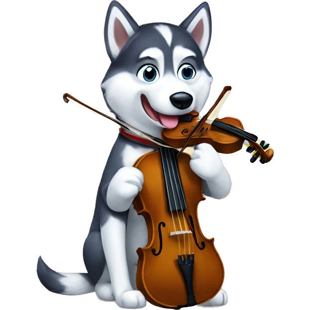 husky with a violin  emoji