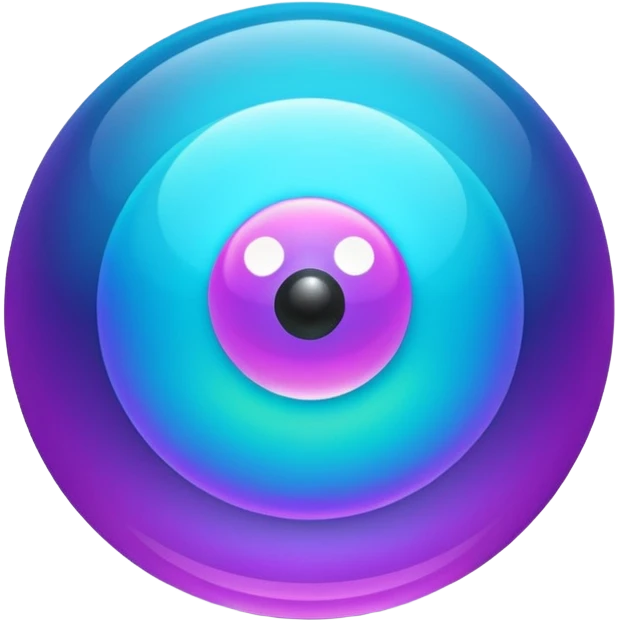 Magic glowing neon-Cyan-purple-gradient iridescent exotic magical glossy glassy 8-ball emoji