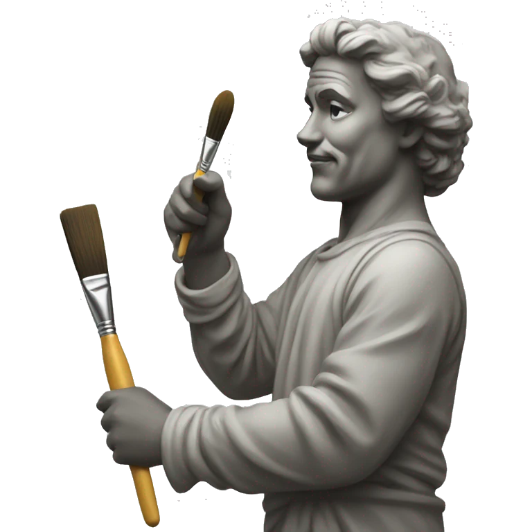 a statue having a paint brush in his hand emoji