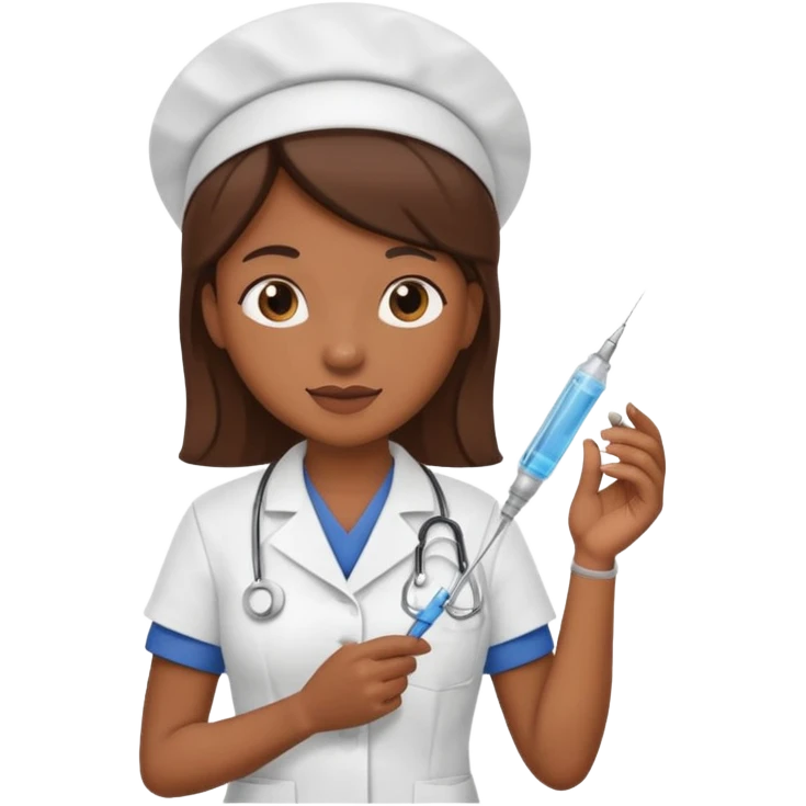 brown skin nurse holding vaccination needle emoji