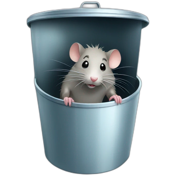A rat in a trashbin full of water emoji