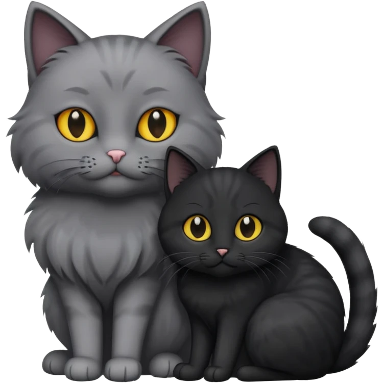 1 grey cat and 1 black cat cuddling emoji