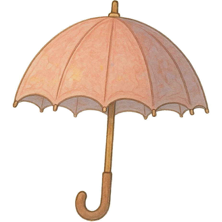 icon of an umbrella, soft colors, whimsical, ghibli style emoji