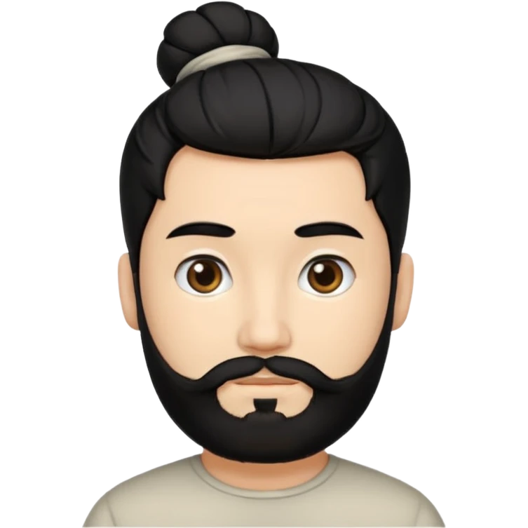 man with a beard and black hair tied in a bun emoji
