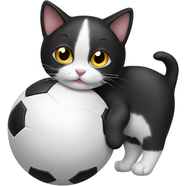 black and white cat with a ball emoji