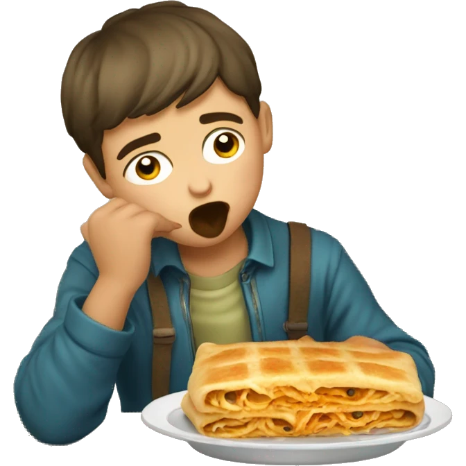 Bulgarian boy eating banitza emoji