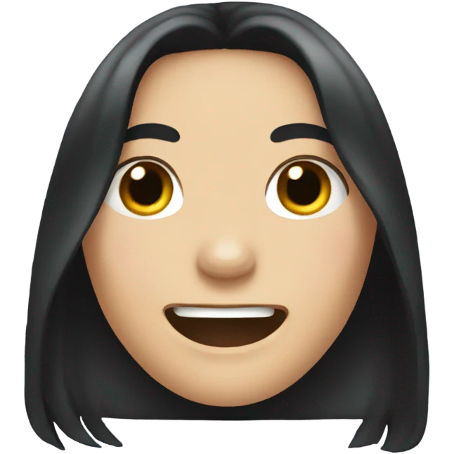 White woman with long black hair crying laughing  emoji
