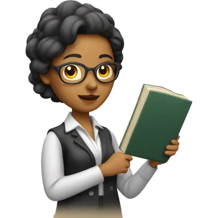 Teacher woman with a book and a pointer  emoji
