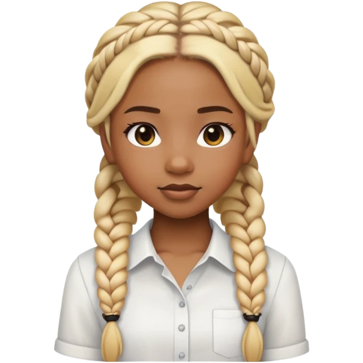 blonde braids, black girl, white shirt, transparent background, emoji emoji