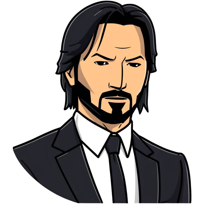 John Wick character with black suit, beard, and intense look emoji