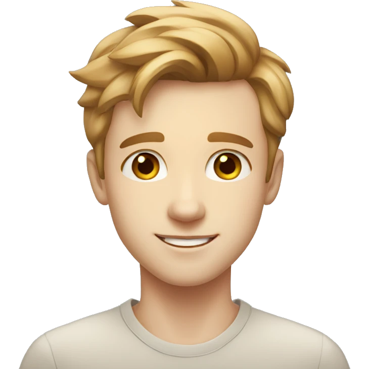 confident smiling boy pale skin light brown hair portrait colorful emoji
