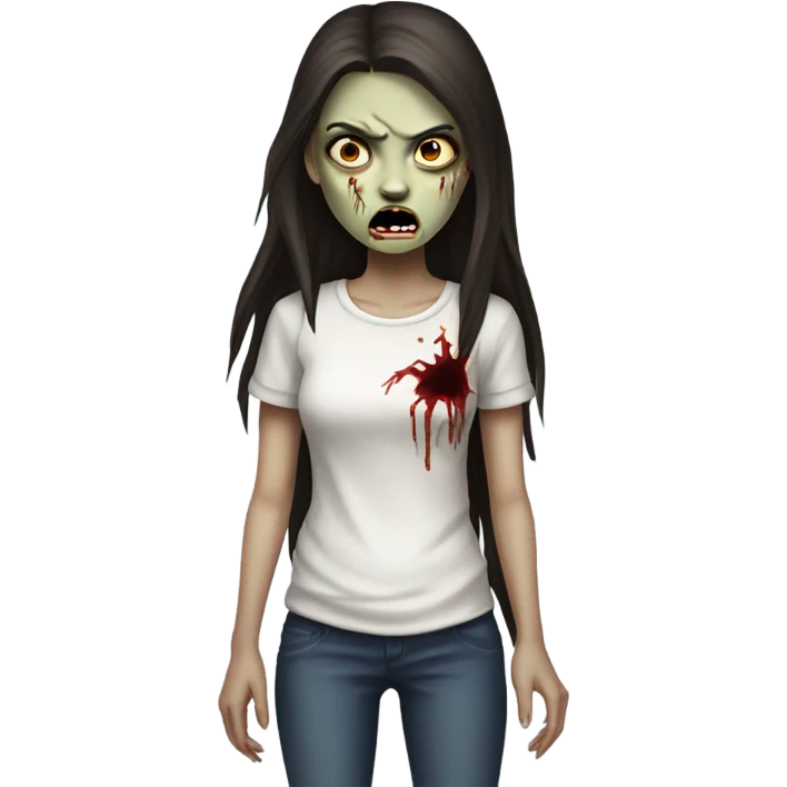 Brunette zombie girl in horror zombie  emoji