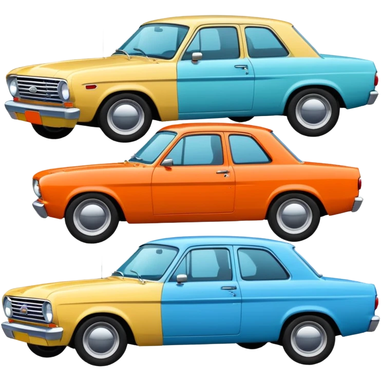 group of four Ford cars emoji style emoji