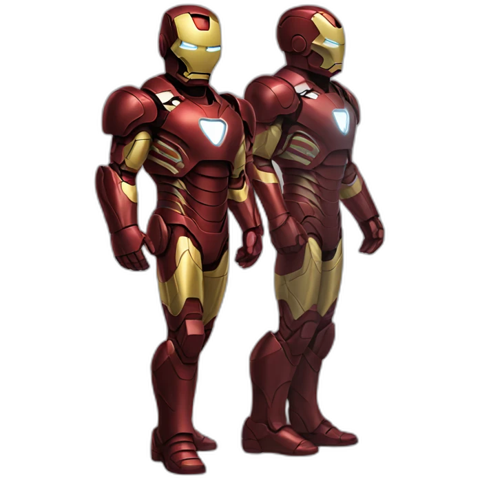 Iron man standing with it's all suits emoji