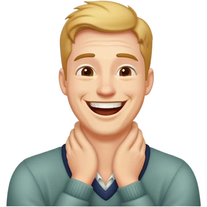 man with hands on neck laughing emoji