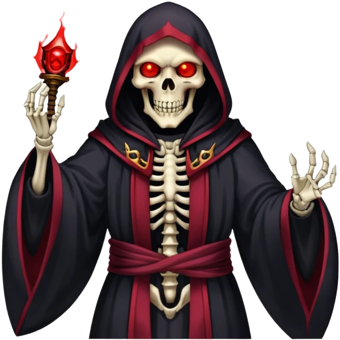 Ainz Ooal Gown skeletal overlord with red glowing eyes and dark robe emoji