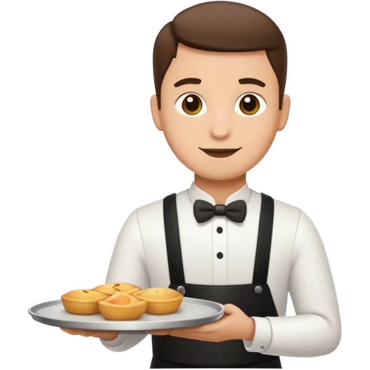 Tepsi ile Garson, emoji style, with clean lines, no face on objects, white background emoji
