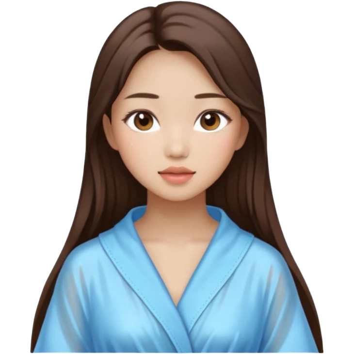 girl aesthetic emoji, asian beautiful make up long brown hair shower clothes emoji
