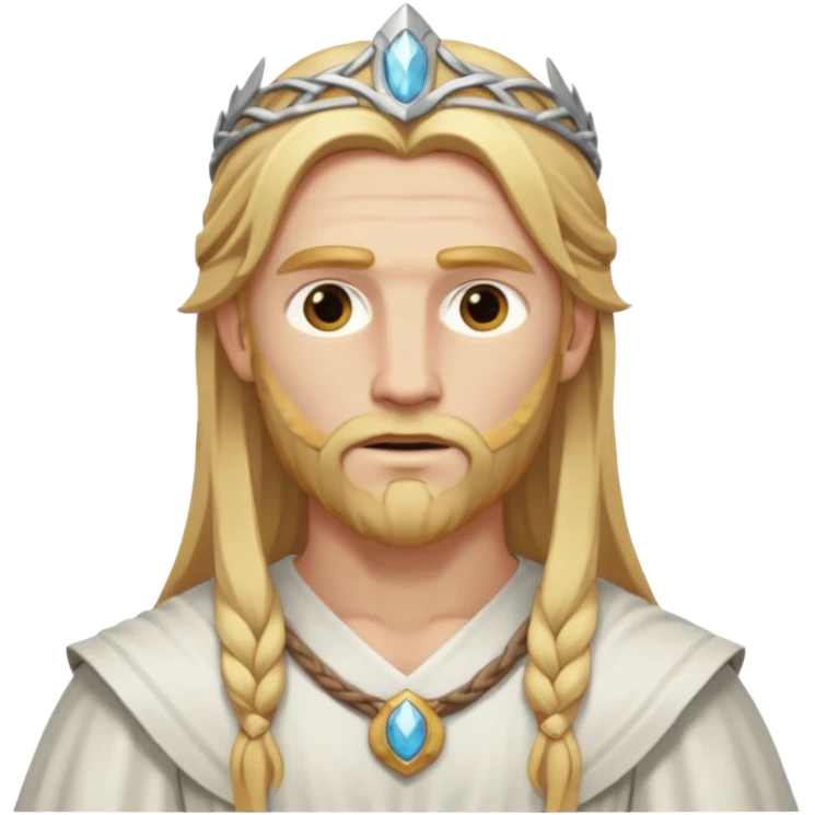Baldr, The White God from Norse Mythology with long  golden blonde hair, white outfit emoji