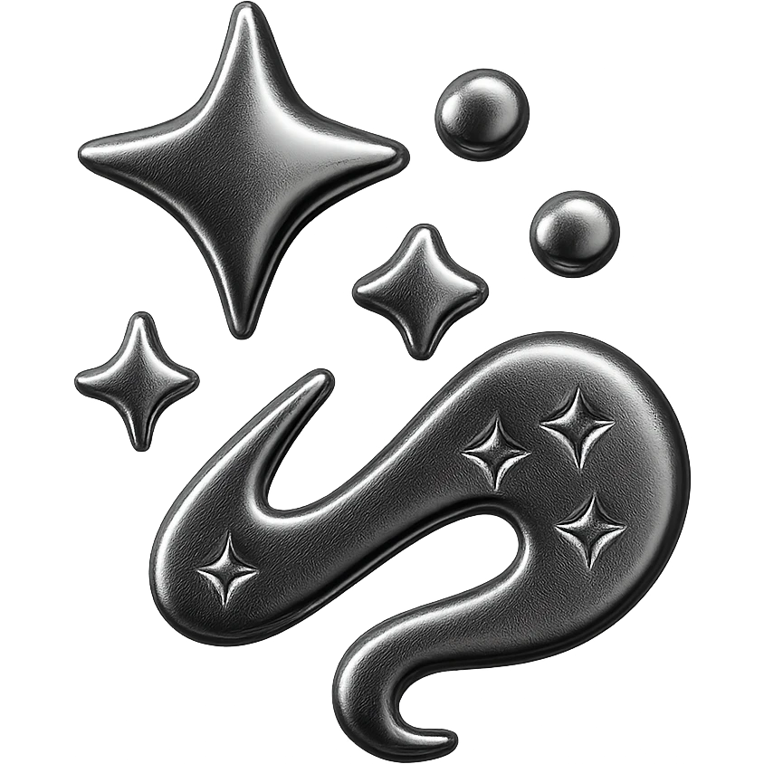 glitter with metallic sparkles in chrome style emoji