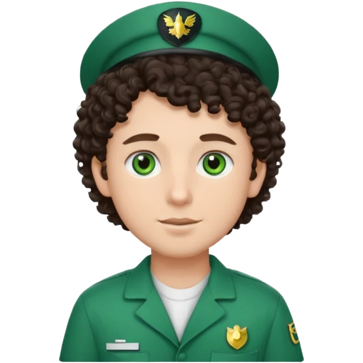 male dark brunette curly hair green eye vet emoji