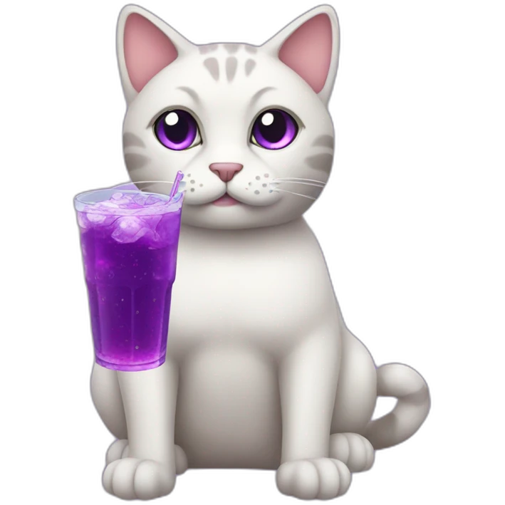 Cat siping purple soda emoji