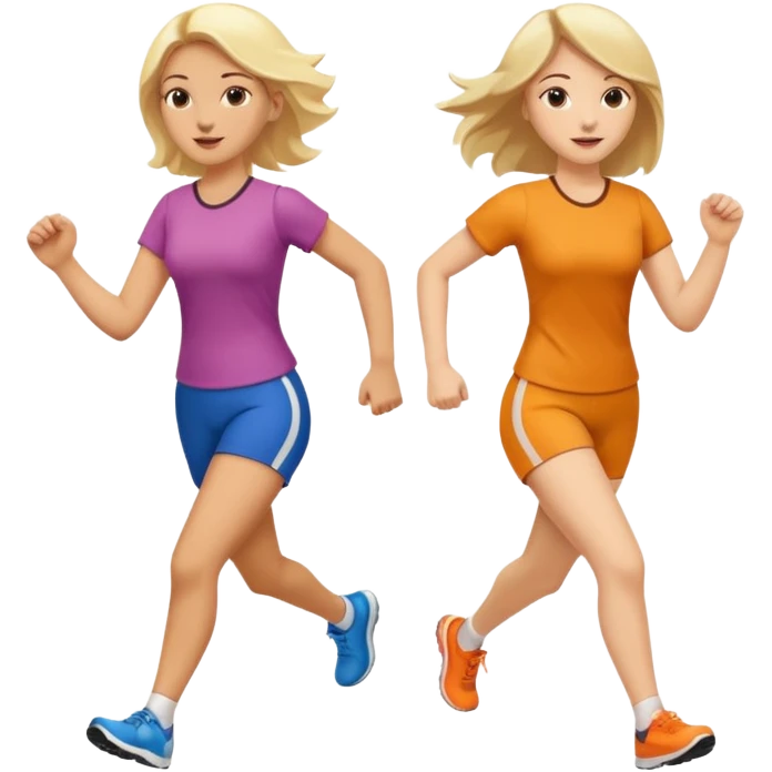 I want 2 women holding hands running in same direction, one is brunette, one is blonde emoji