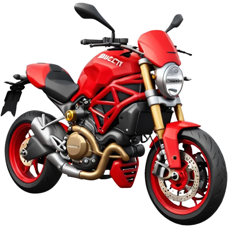 Ducati Monster motorcycle, red color, compact and iconic design, emoji style emoji