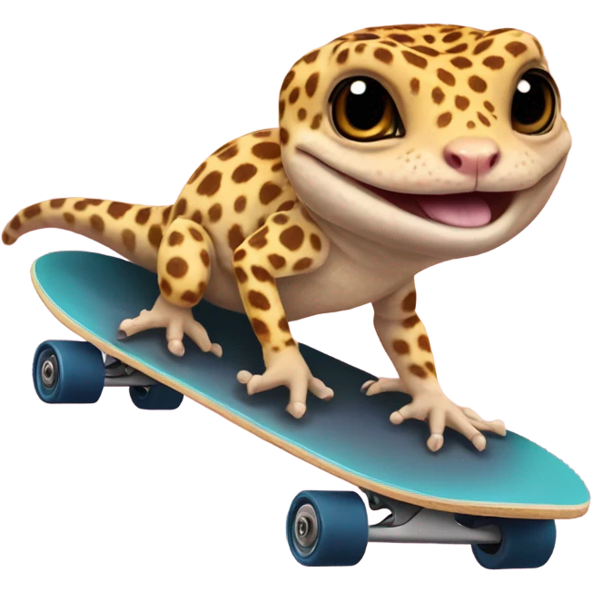 Leopard gecko riding a skateboard   emoji
